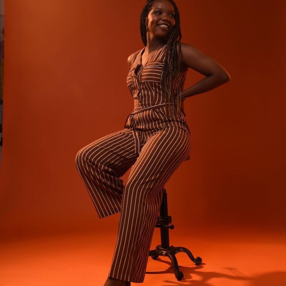 RUSTY ORANGE STRIPE JUMPSUIT